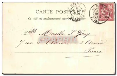 Havre — Plac św. Rocha. L'Etang — E. J. (wydawca) nr 65 — Rewers