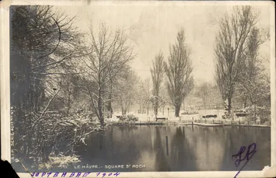 Bilhete postal antigo Havre Praça Saint Roch