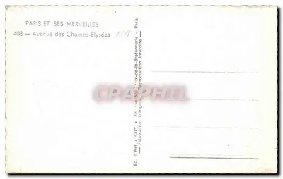 Avenue des Champs-Élysées — Paryż — Éd. d'Art * CUV * Paryż, n° 408 — Rewers