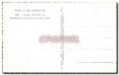 Jardim do Luxembourg — Palácio do Luxembourg — Editor GUY — Verso