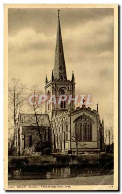 Bilhete postal antigo Igreja da Trindade Stratford Upon Avon