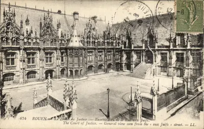 Rouen — O Palácio de Justiça — Vista geral da rua aux Juifs — LL, n° 474