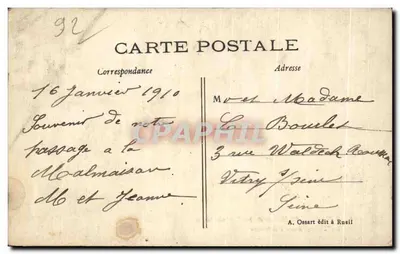Rueil - Castelo da Malmaison — O Jardim dos Amores — A. Ossart editor em Rueil — Verso