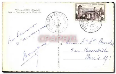 Vic-sur-Cère (Cantal) — Cascata della Roucole — Les Editions ARGRA, n° 240 — Verso