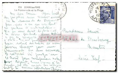 Juan-les-Pins — Die Promenade und die Strand — Verleger nicht sichtbar — Rückseite