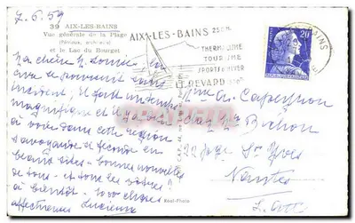 Aix-les-Bains — Ogólny widok plaży i jeziora Bourget — Réal-Photo — Rewers