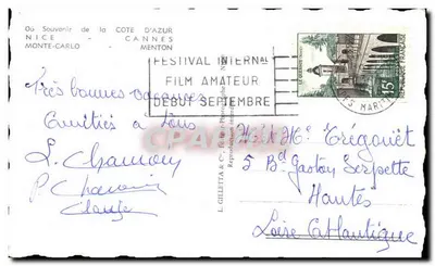 Côte d'Azur — Souvenir de la Côte d'Azur — L. Gillitta & Cie — Rewers