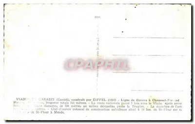 Viaduto do Garabit (Cantal) — obra-prima metálica de 565 metros, construída por Eiffel (1884) — editor GOC — Verso