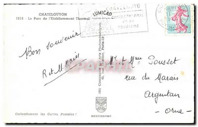 Châtelguyon — Le Parc de l'Établissement Thermal — Éditeur Iris — Rewers
