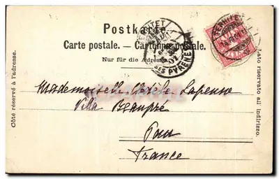 Zamek Chillon i Szczęka Południowa — widok nocny — Charnaze Frères & Cie, Genewa — Rewers