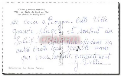 Royan (Charente-Maritime) — La Route du Bord de Mer vue depuis le Family-Hôtel — Éditeur Elcé — Verso