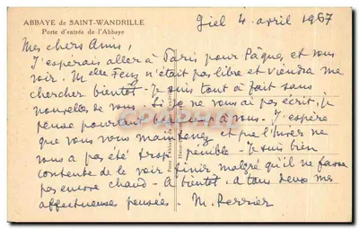 Abdij van Saint-Wandrille — Ingangspoort met adelaarstatue — onbekende uitgever — Achterkant