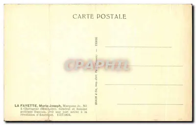 Marie-Joseph La Fayette — Portrait en uniforme — éditeur BRALIN & Cie, Imp. & Oe. (France) — Reverso