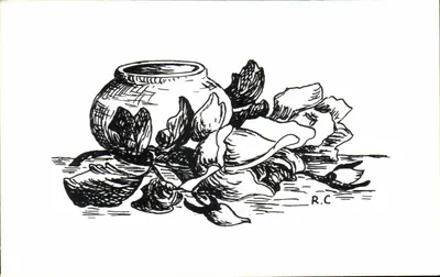 वास और फूल — काले रंग के ड्राइंग — आर.सी. (हस्ताक्षरित)