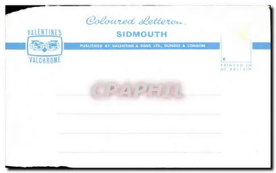 Sidmouth — The Beach and Peak Hill, Jacobs Ladder Beach, From Salcombe Hill showing Peak Hill — Valentine's Valchromé, n° ET.2752 — Verso