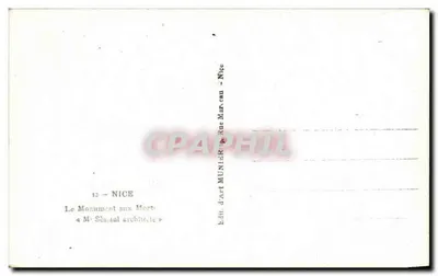 Monument aux Morts — Nice — Wydawca Munier — Rewers