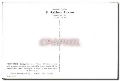 Tissington — vila de pedra com jardins e gramados — J. Arthur Dixon — Verso