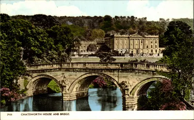 Chatsworth House e Ponte — vista panorâmica — série 7935