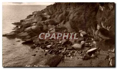Ladye Bay, Clevedon — vista da costa rochosa — A.T. Bonham, 30 Alexandra Road, Clevedon