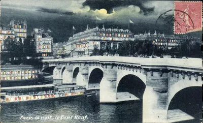 Paris la nuit, le Pont Neuf — édition E. L. Paris