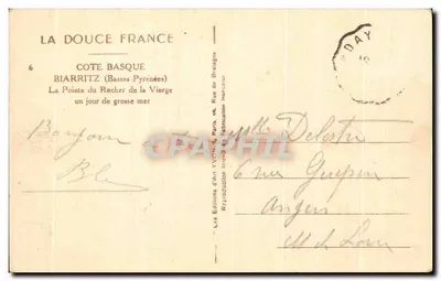 La Pointe du Rocher de la Vierge — Biarritz (Basses-Pyrénées) — Les Éditions d'Art Yvon, Paris — Verso