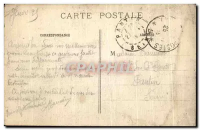 Guippes - Fábrica incendiada pelos Alemães — A Grande Guerra 1914-15 — Visado Paris 832 — Editor Phot-Express — Verso