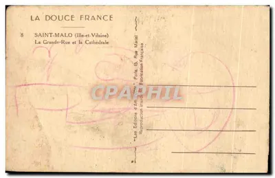 Saint-Malo — A Grande-Rua e a Catedral — Les Editions d'Art 'VYON', Paris — Verso