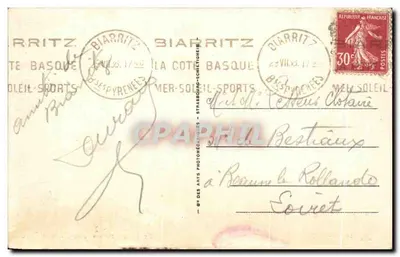 Biarritz — Effetto del mare sui sassi verso la Torre — Editore: Arts Photographiques — Verso