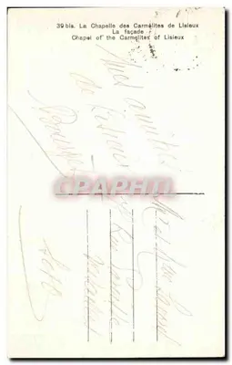 A Capela das Carmelitas de Lisieux — Fachada — Editor não identificado, número de série não visível — Verso