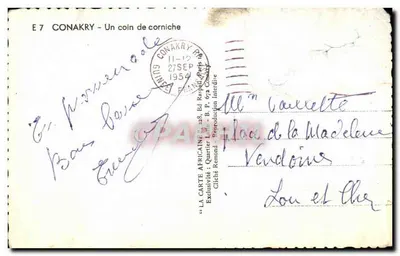 Stara pocztówka Conakry — Kąt wysepki — Rewers