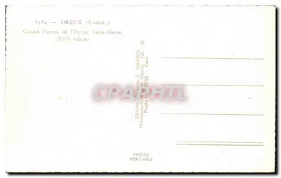 Dreux (E.-et-L.) — Grande Portal da Igreja de São Pedro — Editor E. Mignon, n° 6184 — Verso