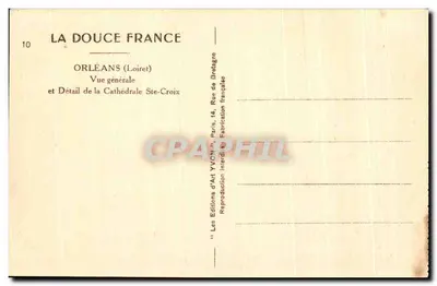 Orléans: Wieża Katedry i ogólny widok — Les Éditions d'Art Yvon, Paris — Rewers