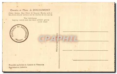 Ossuarium i Molo Douaumont — Ossuarium Douaumont — wydawca nieznany, numer seryjny nie widoczny — Rewers