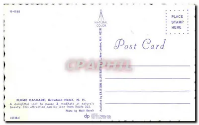 Flume Cascade — Crawford Notch, N.H. — Eastern Illustrath & Co. — Rückseite