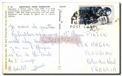 Gibraltar — Saudações de GIBRALTAR — Rockhome Photographic Service, P47245 — Verso