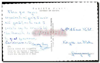 Cruz dos Caídos e Porto — Santa Cruz de Tenerife — Éditions L. Montes-Zaragoza, n°276 — Verso