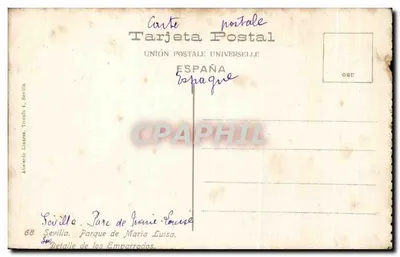 Seville - Parque de María Luisa — szczegół emparrados — wydawca Abascal Llazar, Seville, nr 68 — Rewers