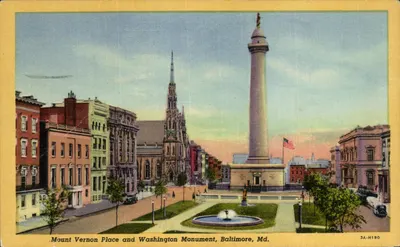 Mount Vernon Place e Monumento Washington — Baltimore, Md. — I. & M. Ottenheimer, Baltimore, Md. — 3A-H190