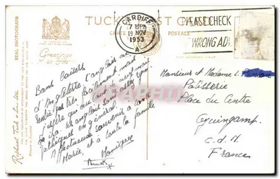 Centrum Cité, Cardiff — widok budynku i pomnika — Tuck Card CDF 15 — Rewers