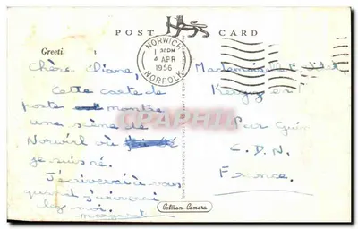 Bilhete postal antigo Pull'S Ferry Norwich — Verso