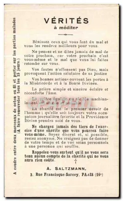 Jesus, segundo uma visão — Imagem Fluidificada Espiritualmente — A. Saltzmann, 3, Rue Francisque-Sarcey, PA18 (16°) — Verso
