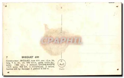 Avion de chasse Breguet 691 — illustration aérienne — éditeur Paris AéC, n°7 — Achterkant