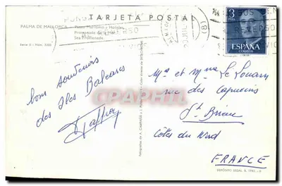 Bilhete postal antigo Palma de Mallorca Promenade de la mer — Verso