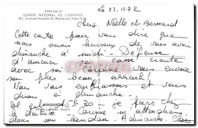 Mouflón de las Alpes — nevado — Editado por el COMITÉ NATIONAL DE L'ENFANCE — Reverso