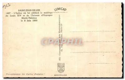 Interior da Igreja de São João de Luz — casamento de Luís XIV e Maria Teresa da Espanha — editor LUMICAP — Verso