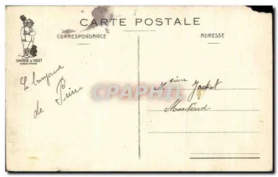 Permissionnaires (Le Retour) — scène de train avec soldats et femme en casquette, éditeur J.P. Fodreuil, N°165 — Rewers
