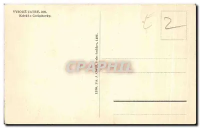 Kriváň com Gerlachovky — Vysoké Tatry, 308 — Fot. A. Chvátal, Praha-Smíchov, 1496 — Verso