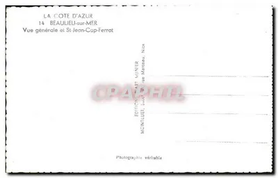 Beaulieu-sur-Mer y St-Jean-Cap-Ferrat — Vista general — Ediciones Munier, Nice — Reverso