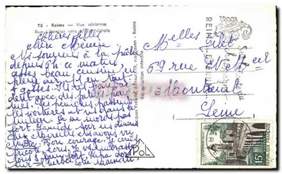 Reims — Luchtfoto van de kathedraal — Réfractio, uitgever — Achterkant
