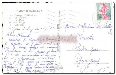 Saint-Jean-de-Luz — Souvenir de — Éditions Graphil, Paris — Verso